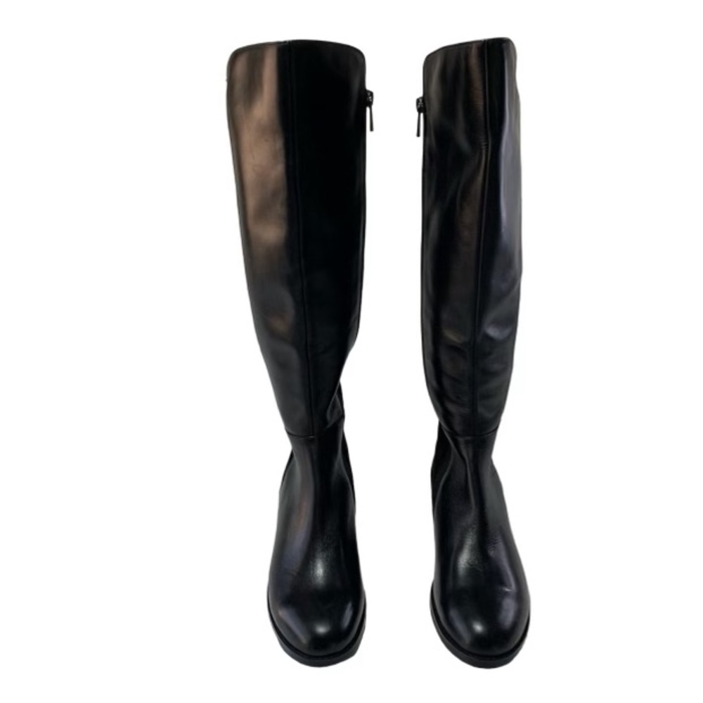 Aqua Diva Black Leather Waterproof Over The Knee Boots Size 7 Block Heel NWOB